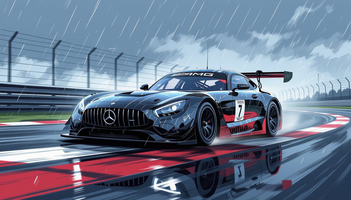 Mercedes-AMG GT3 Racetrack in Noir Comic Style