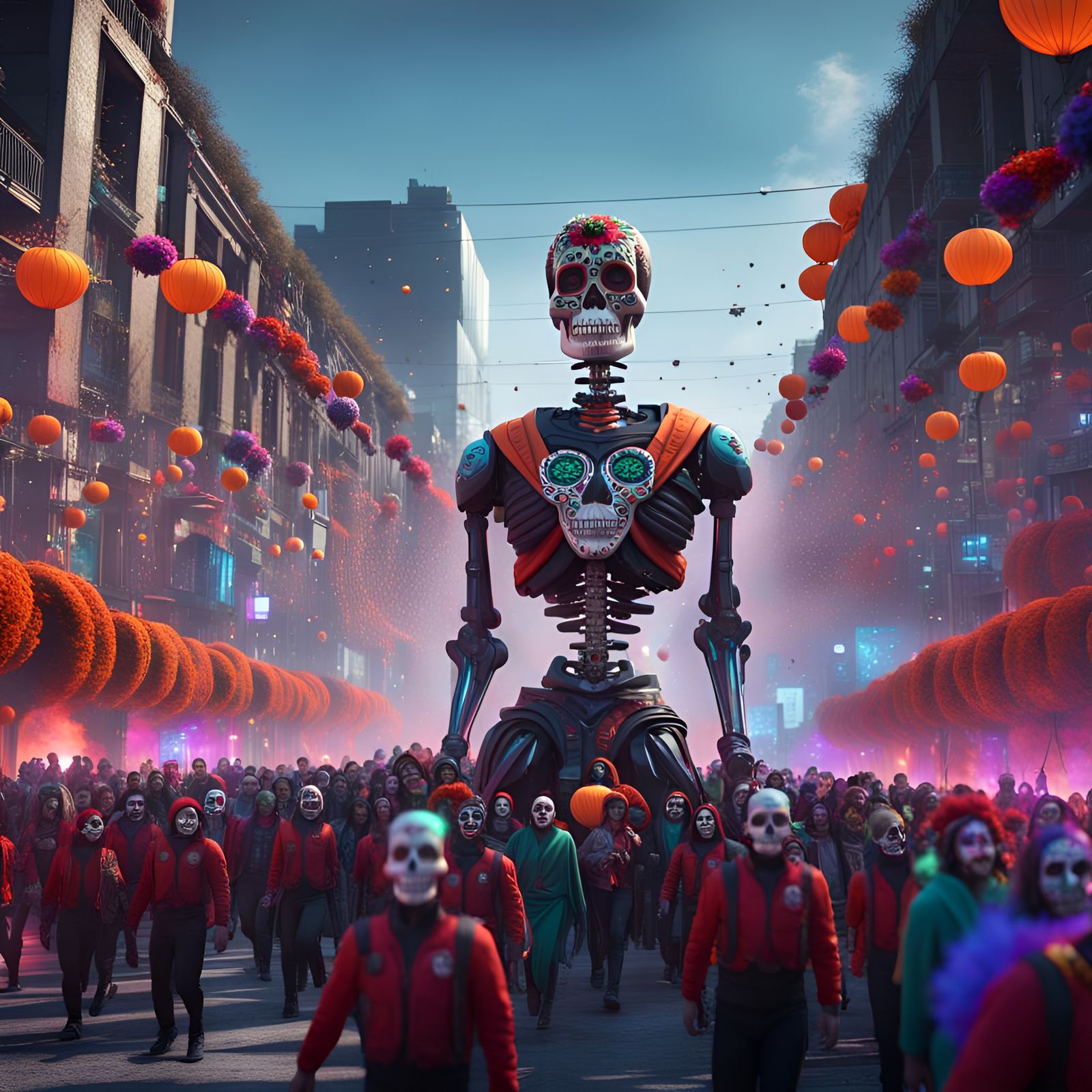 Futuristic Day of the Dead Parade in Mexico City