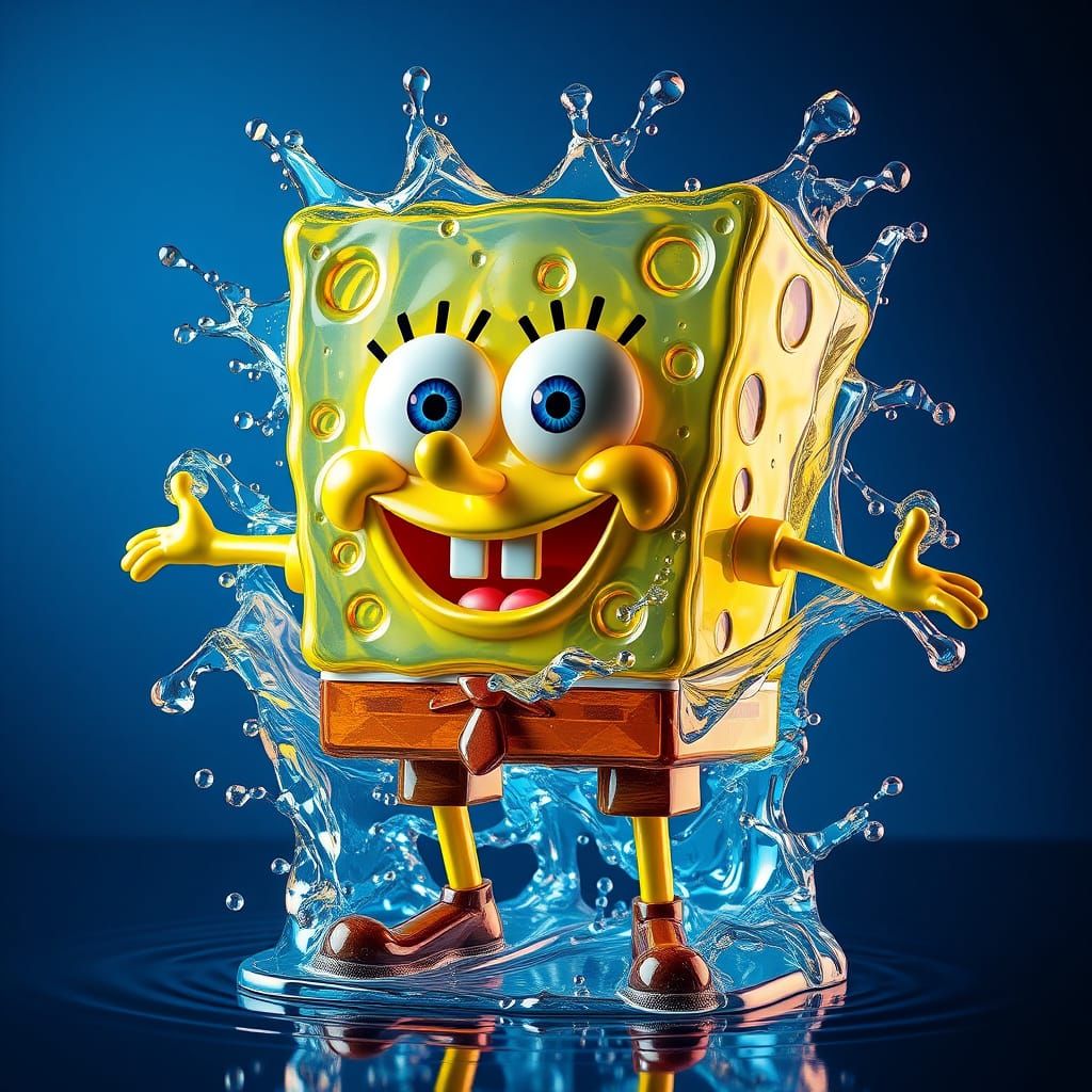 Ethereal Water Sculpture of SpongeBob SquarePants