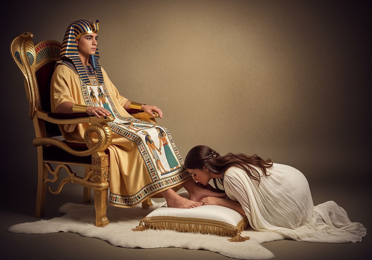 Regal Egyptian Pharaoh on Emerald Throne, Photorealistic Sty...