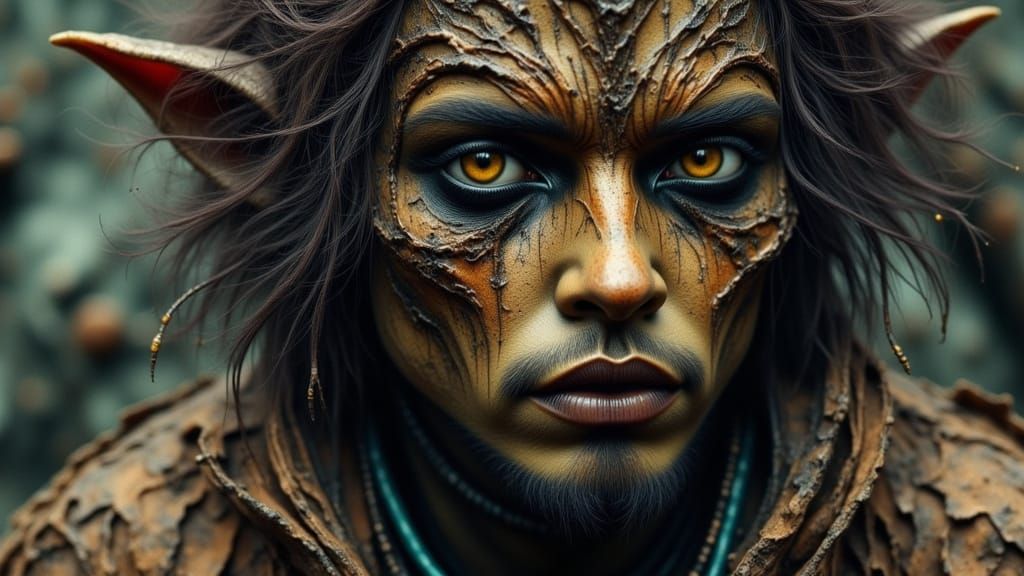 Cryptid in Tree on Exoplanet, Dark Fantasy Style