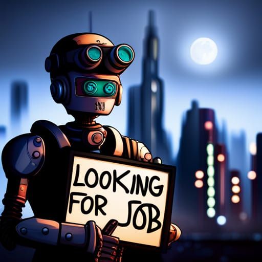 Steampunk Robot Seeks Employment in Cyberpunk City