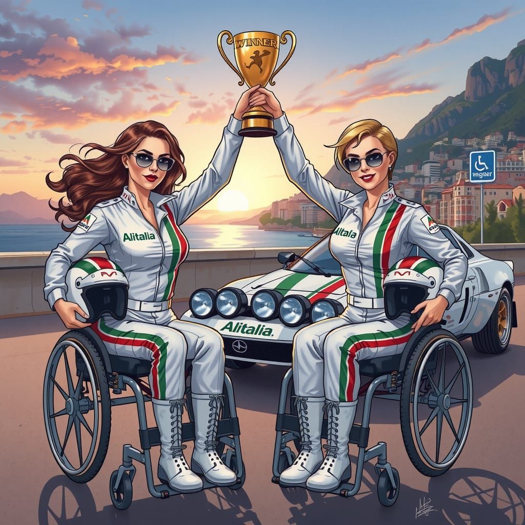 Alitalia Lancia Stratos HF with Rally Pilots in Comic Art