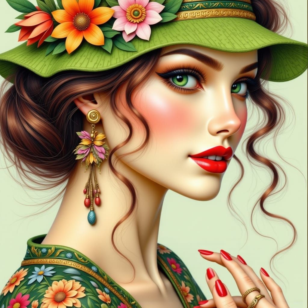 Beautiful Spring Fashion Model in Vibrant Collage Style