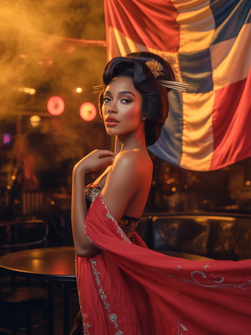 Multicultural Woman in Jazz Club Portrait