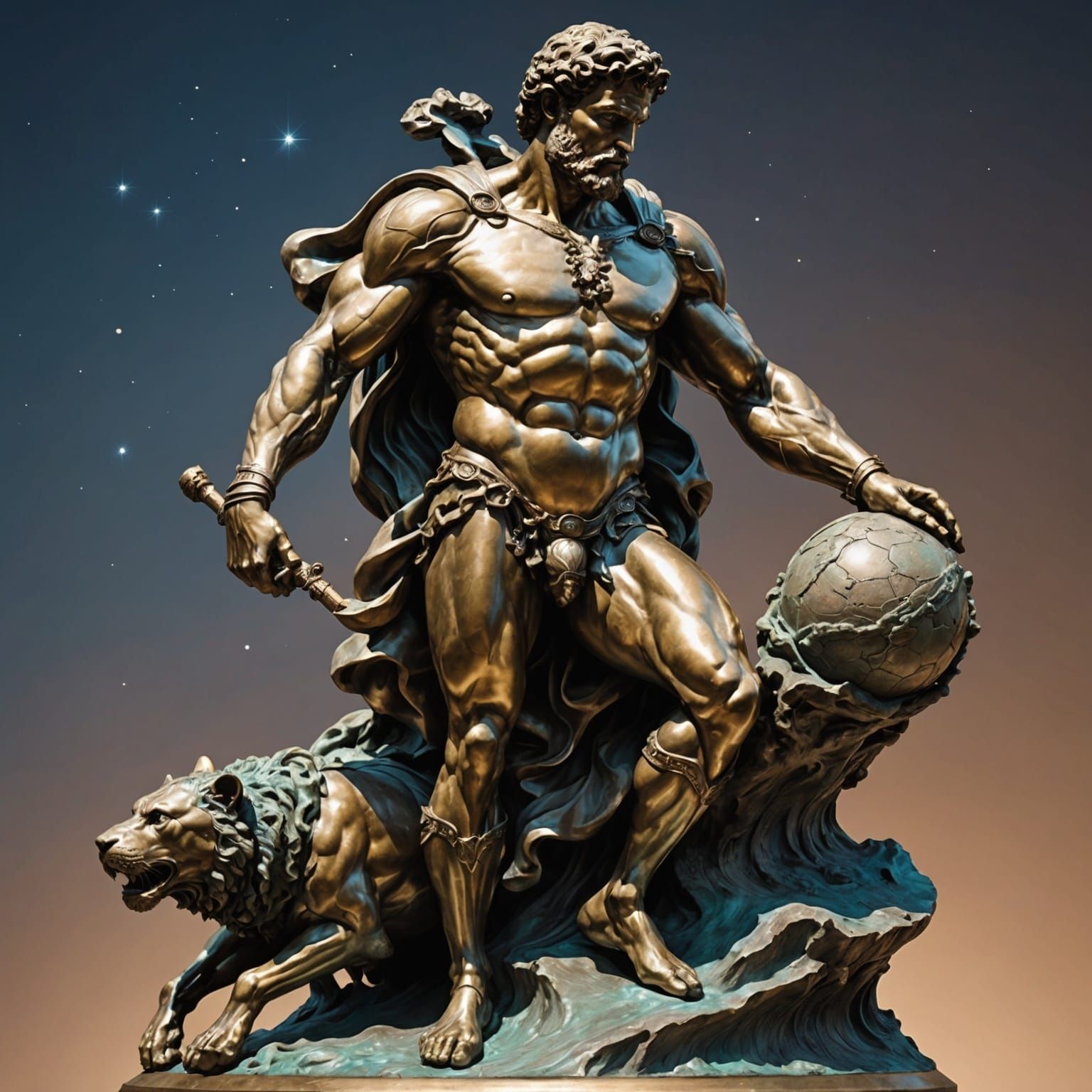 Bronze Statue of Celestial Being Shaping First Man