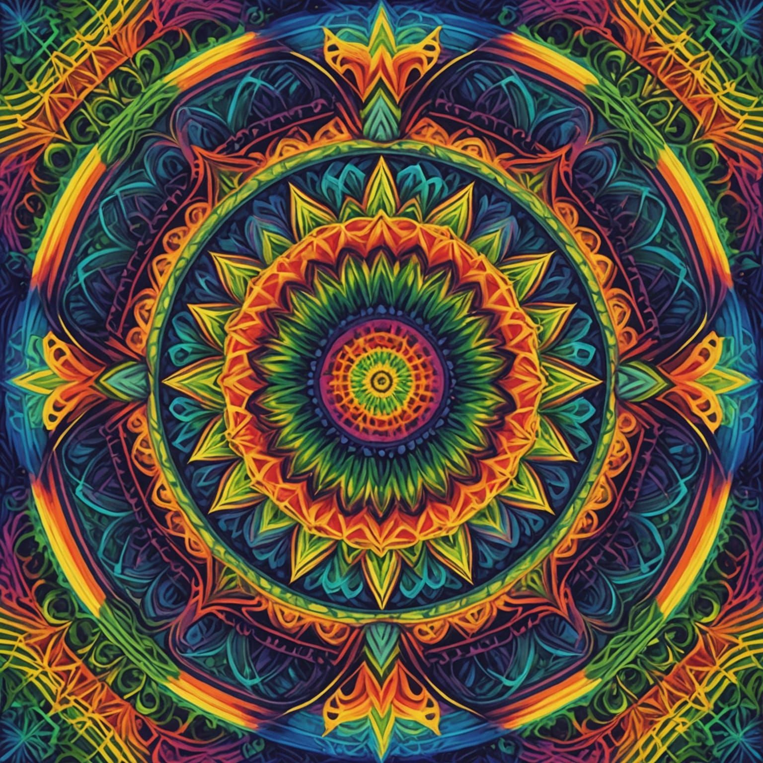 Rainbow Mandala: Synchronized Chaos and Symmetry