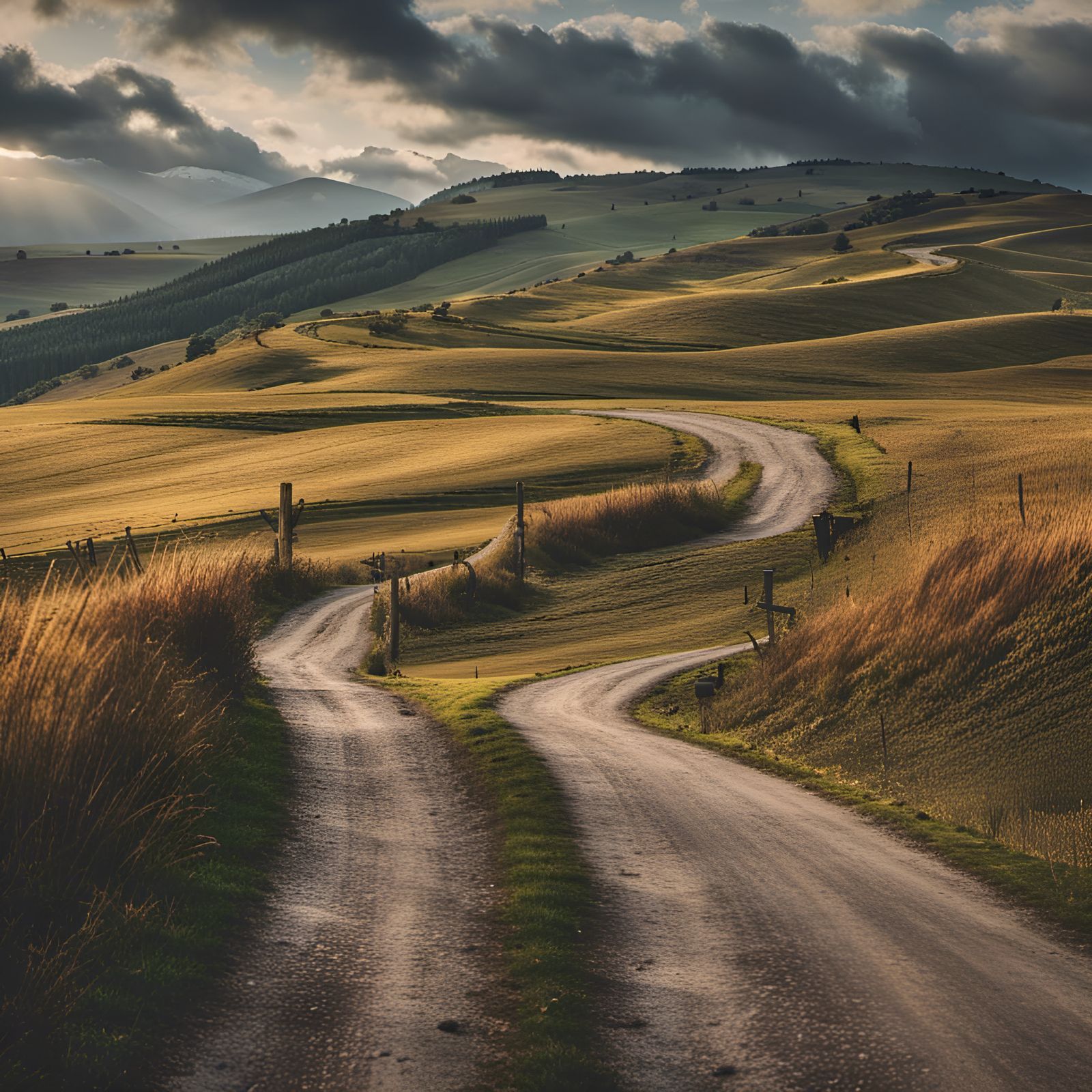 Winding Road Through Countryside Landscape