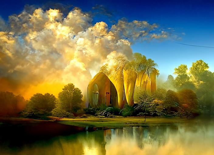 Desert City at Dawn in Classic Landscape Style