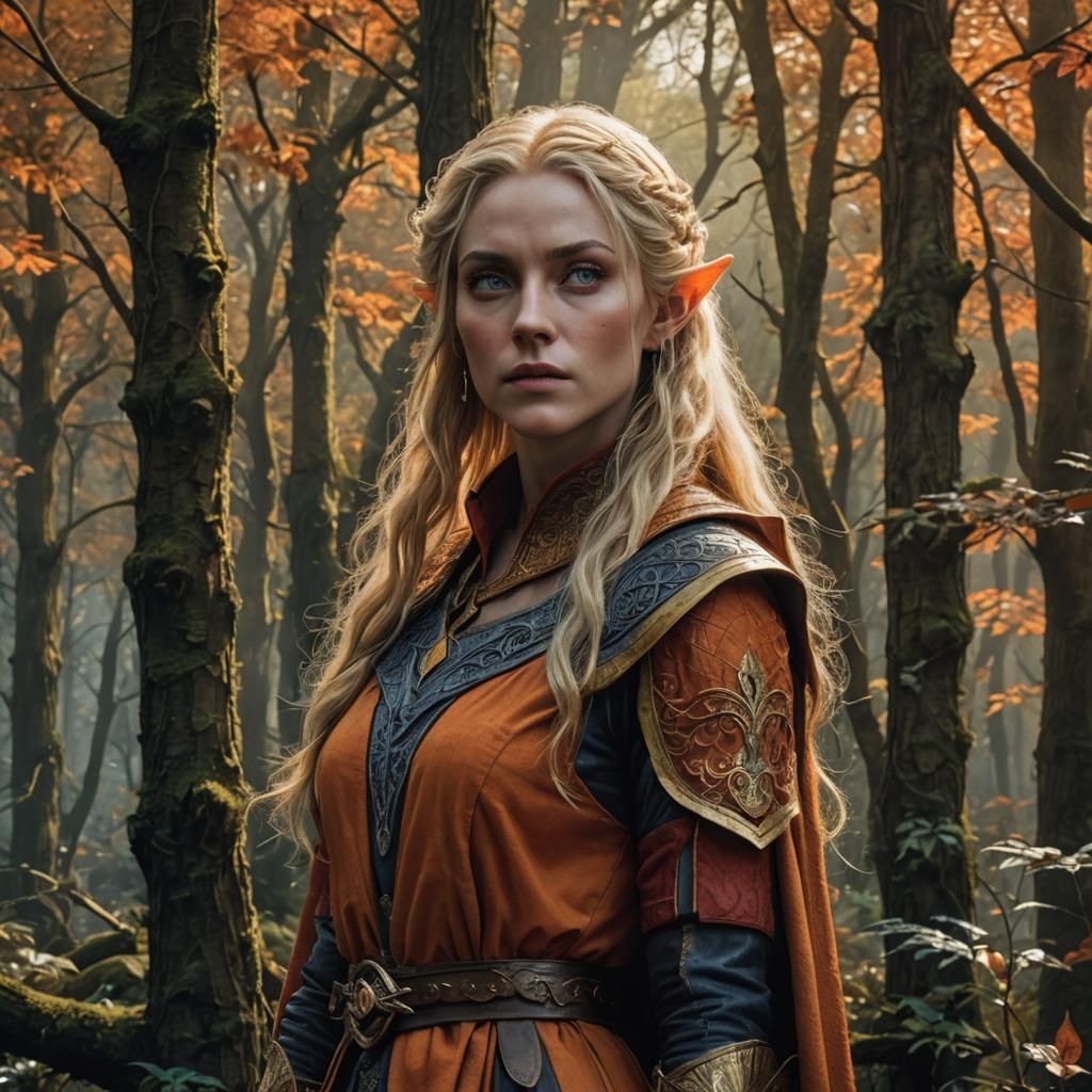 Androgynous Elf in Woods: Hyperrealistic Detailed Art
