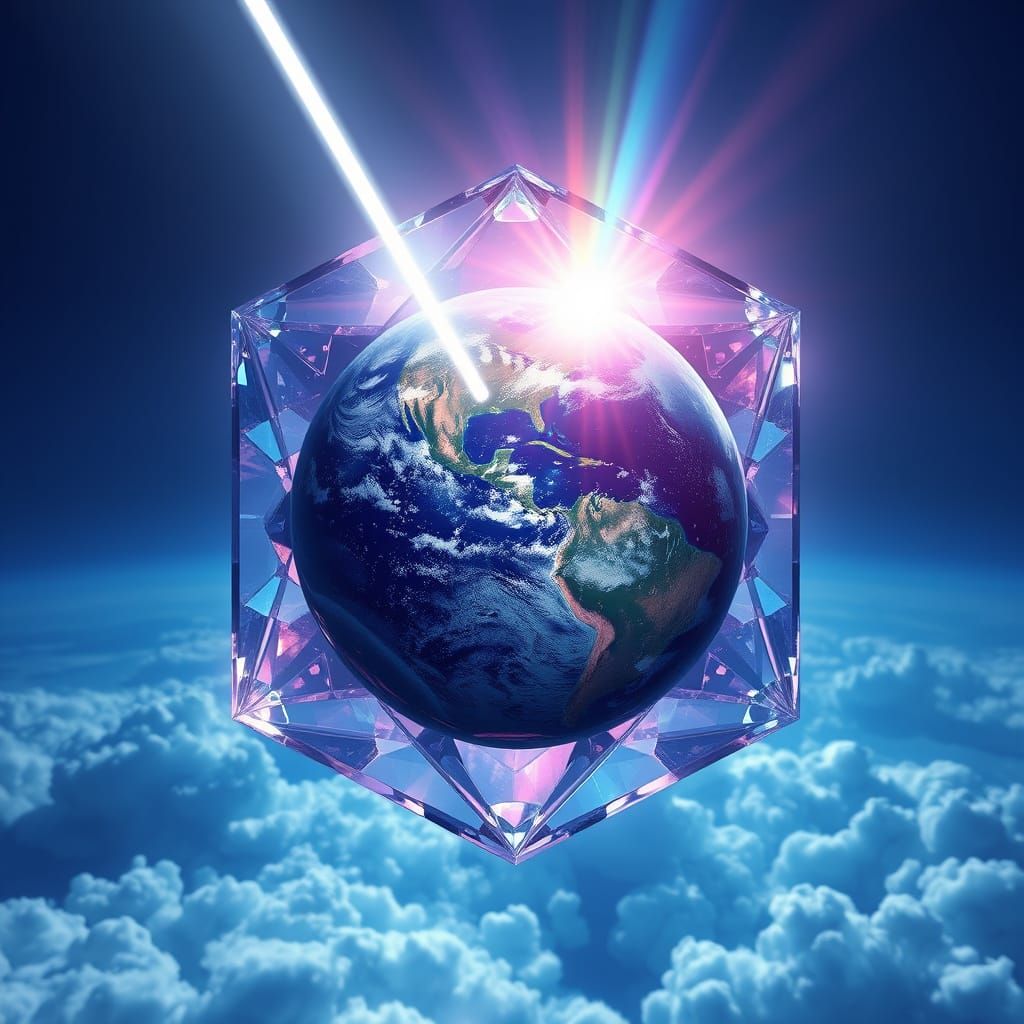 Surreal Tesseract Reveal: Earth in Celestial Prism