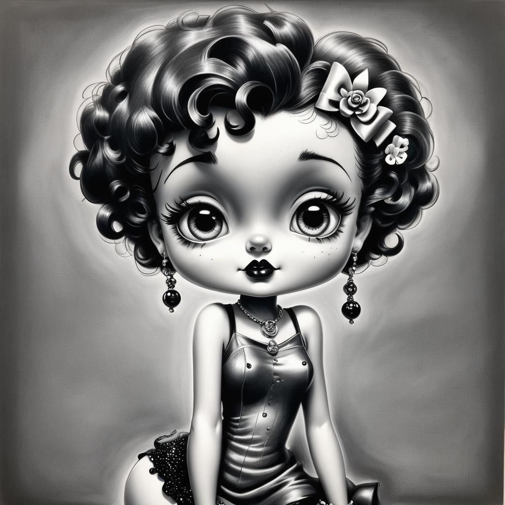 Hyperdetailed Charcoal Drawing of Betty Boop