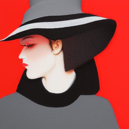 Dramatic Woman in a Long Brimmed Hat
