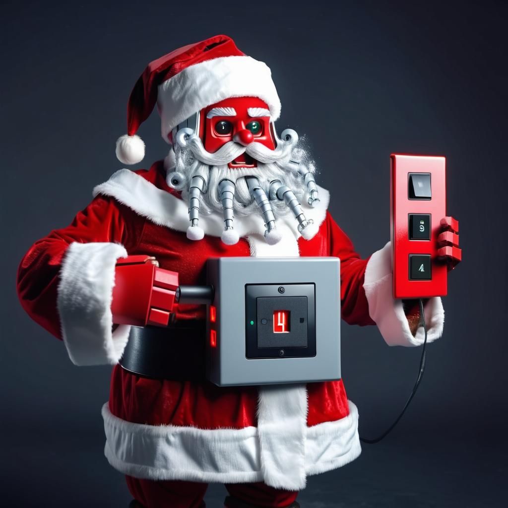 Evil Robot Santa Claus Pulls Switch in 4K
