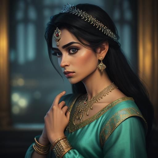 Hyperrealistic Princess Jasmine Portrait in HDR