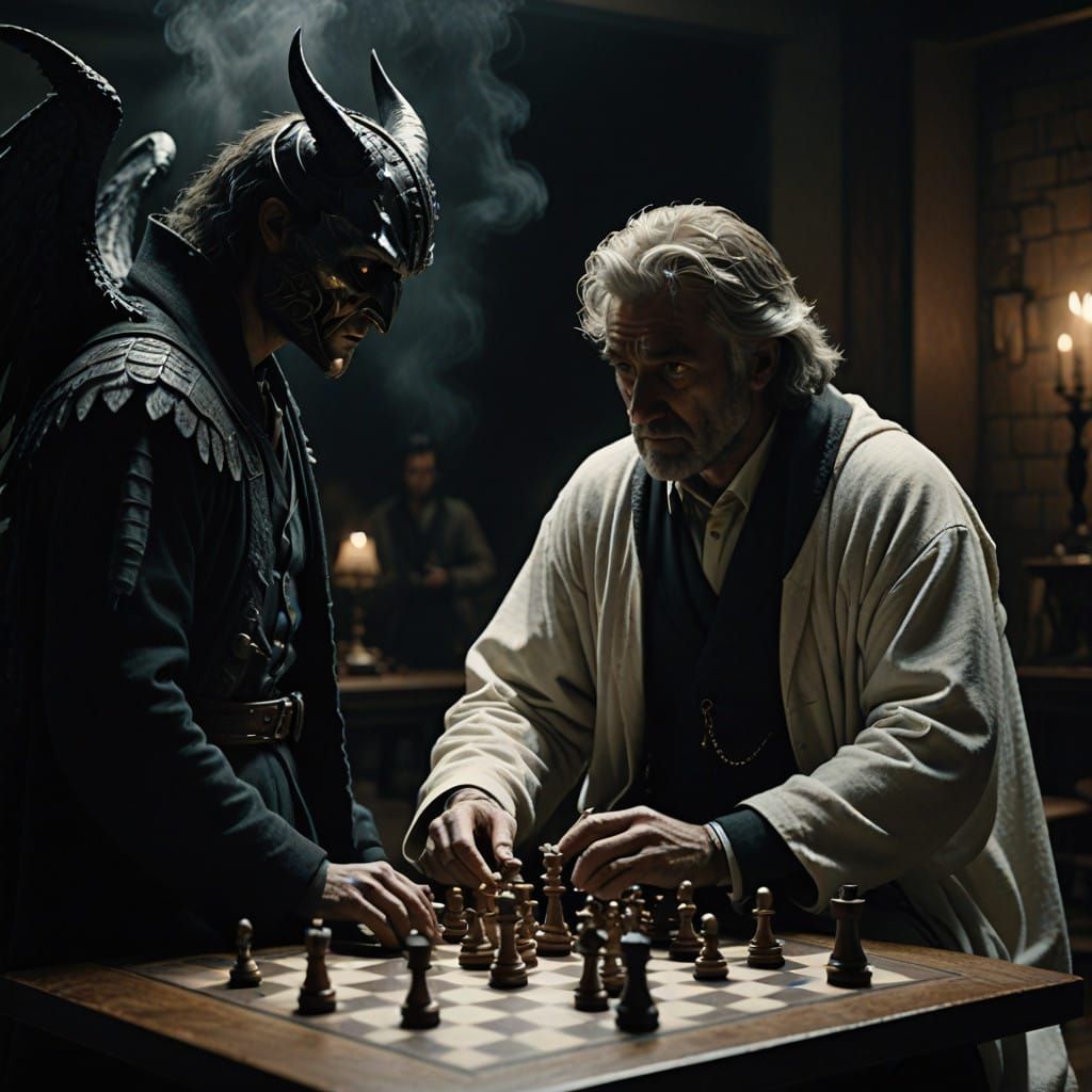 Epic Chess Duel Between Angel and Demon