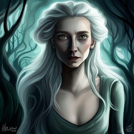 Ethereal Forest Lady in Tim Burton Style