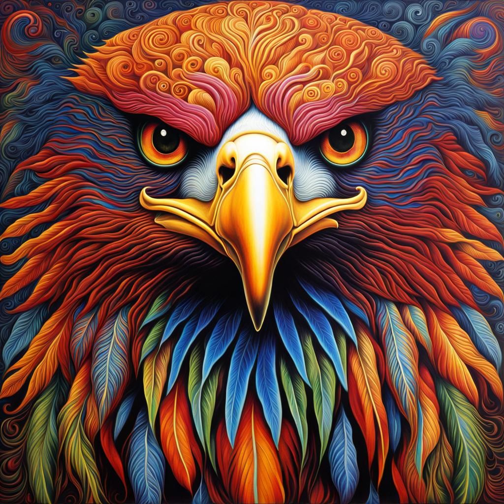 Psychedelic Eagle Painting in Visionary Art Style