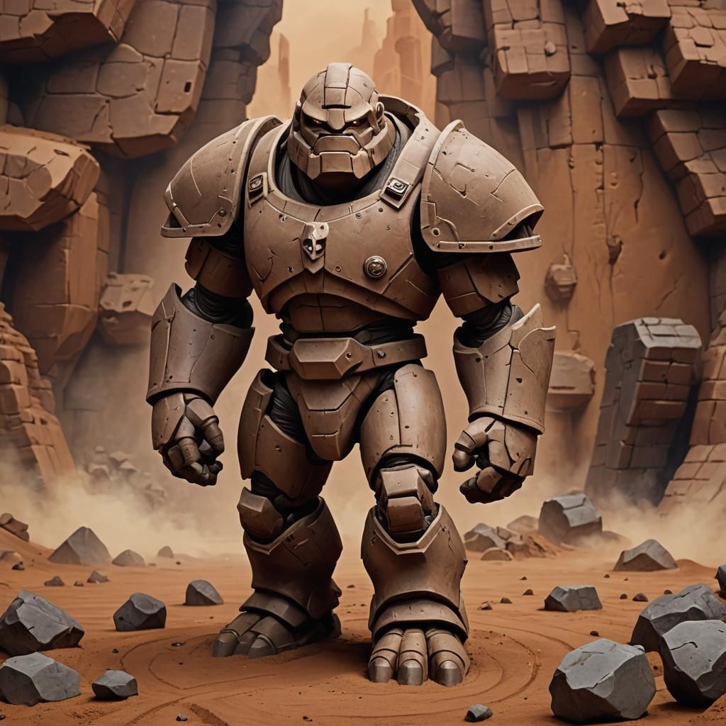 Fantasy Clay Golem in Dungeons and Dragons Style