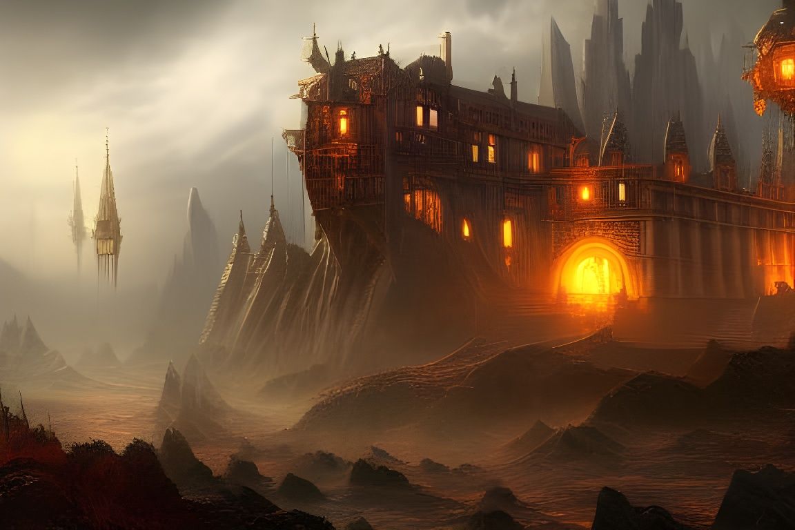 Fantastical Detailed Matte Painting in Deep Color