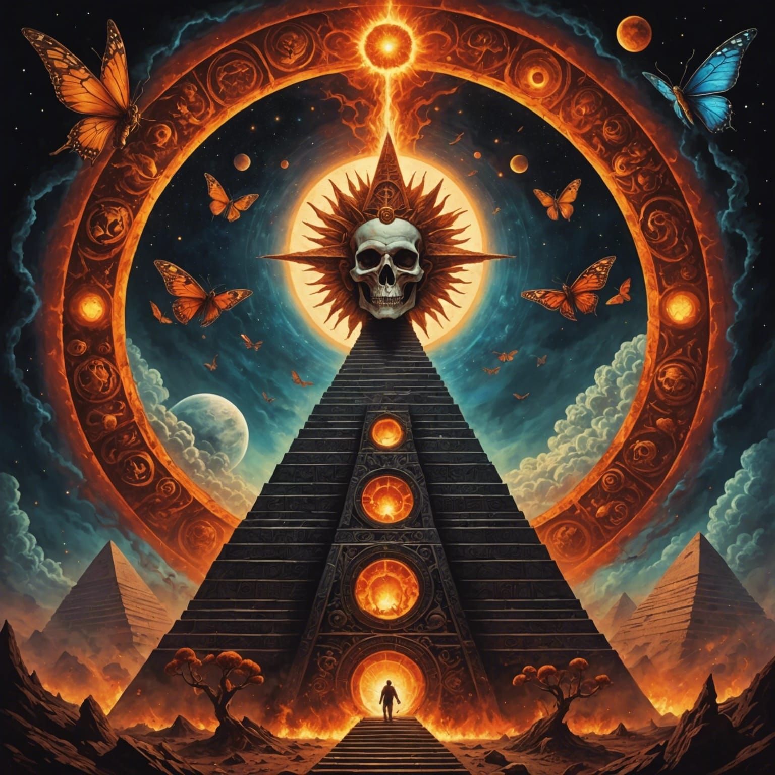 Surreal Devil Bathing in Planetary Firestorm