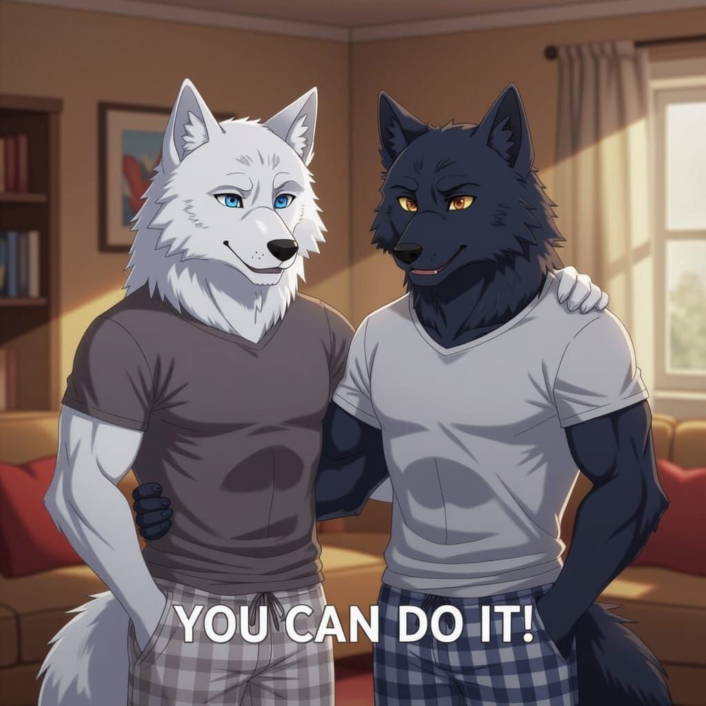 Muscular Wolves in Pajamas Saying "You Can Do It!" in Manga ...