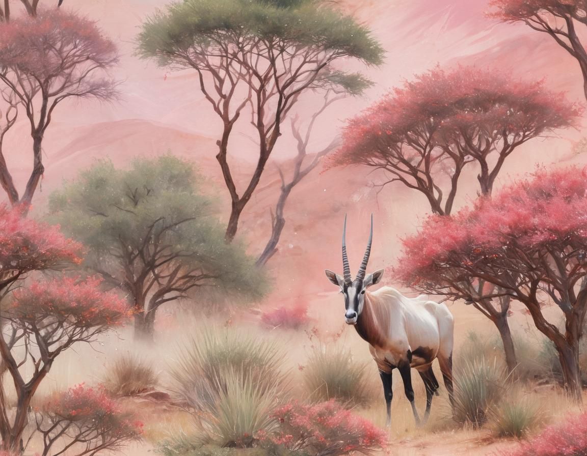 Gemsbok Oryx in Watercolor Triptych