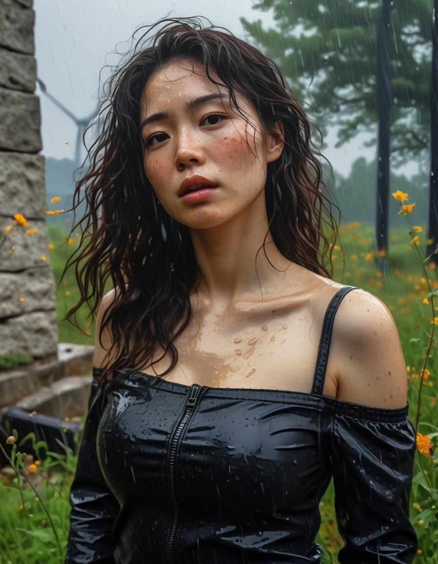 Misty Morning: Korean Woman in Chiaroscuro Oil Painting