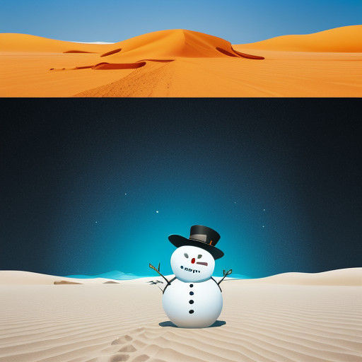 Surreal Anime Snowman Stirs Discord in the Sahara Desert