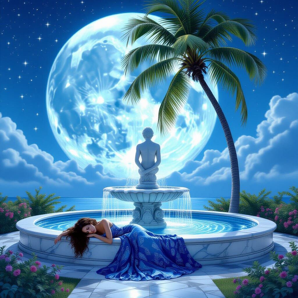 Indigo Dreamer on the Moon: A Surreal Dreamscape