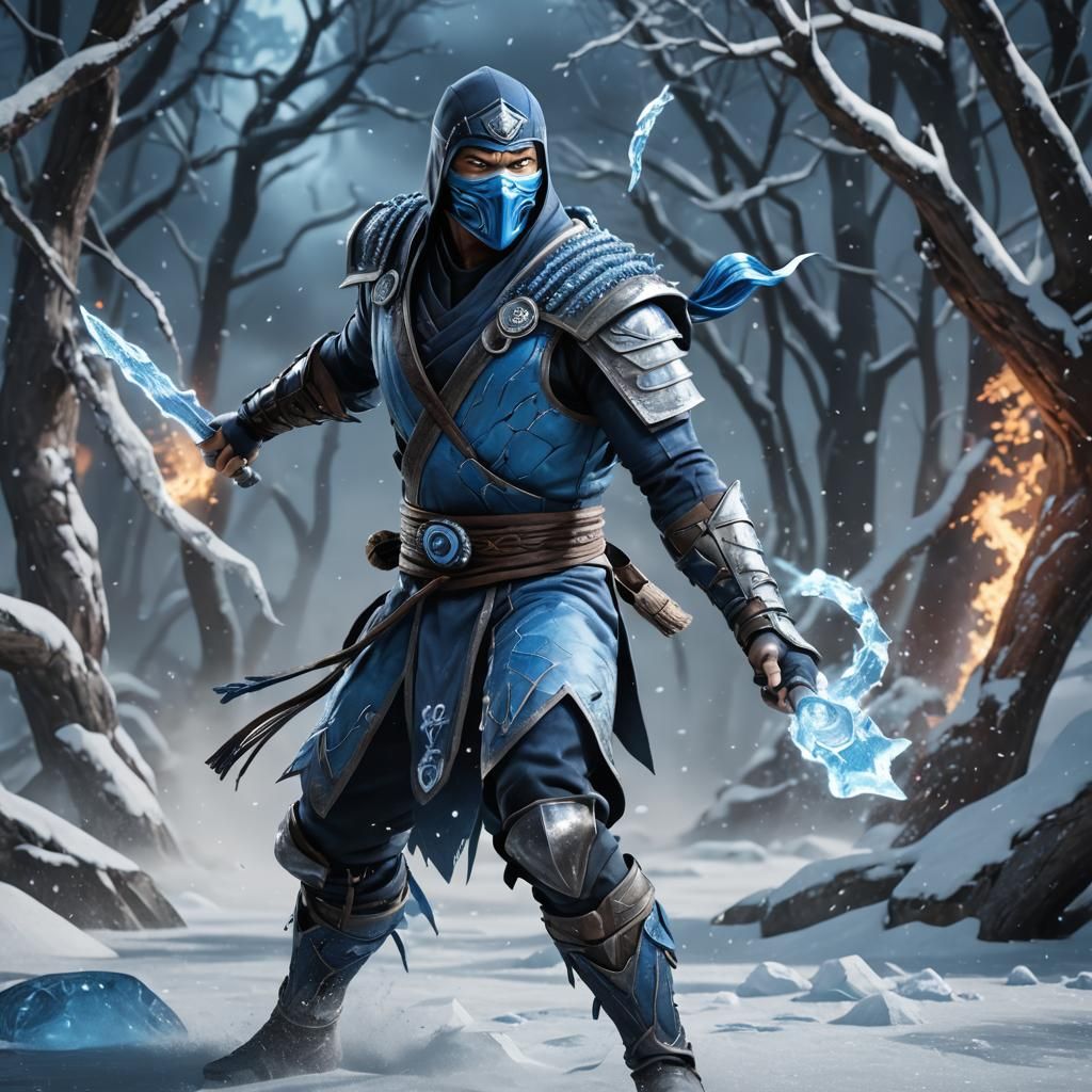 Sub-Zero Wielding Ice Magic in Detailed Matte Painting