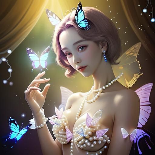 Butterfly glowing pearls
