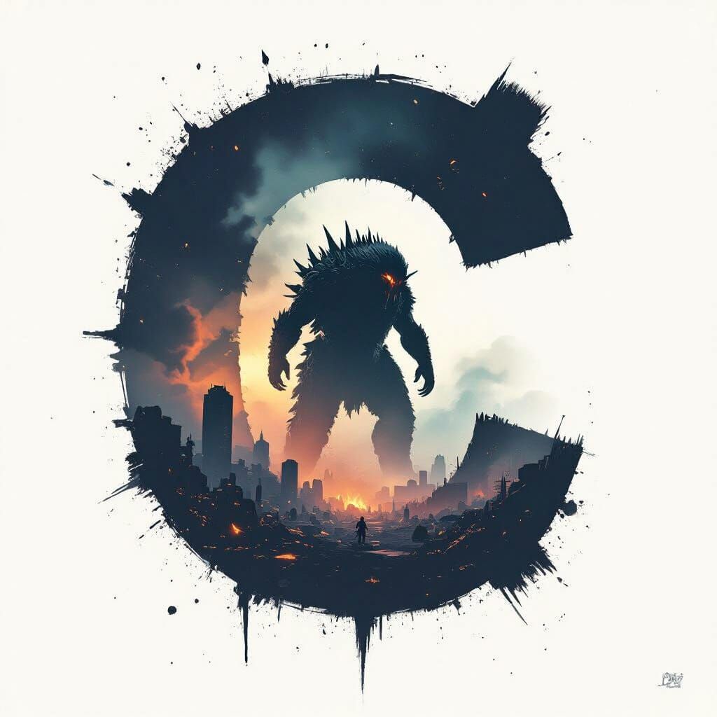 Kaiju Insectoid in Abstract C Silhouette Poster Art