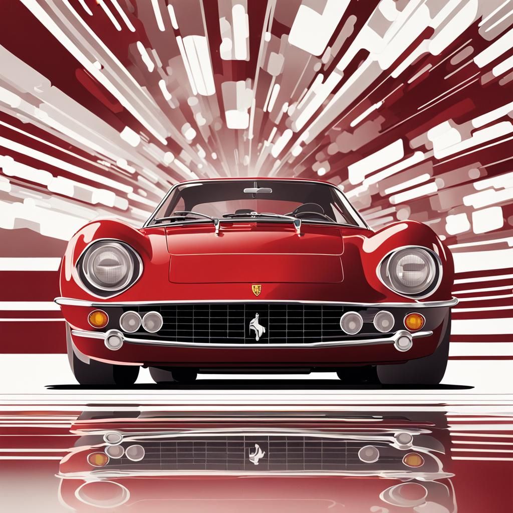 Classic Ferrari in Vector Style Illustration