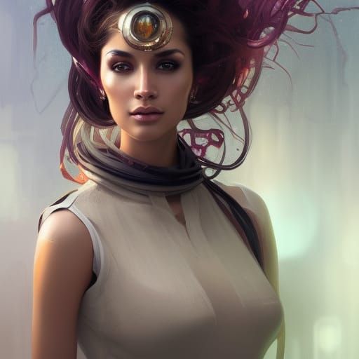 Futuristic Arab Woman Portrait in Hyperdetailed Style