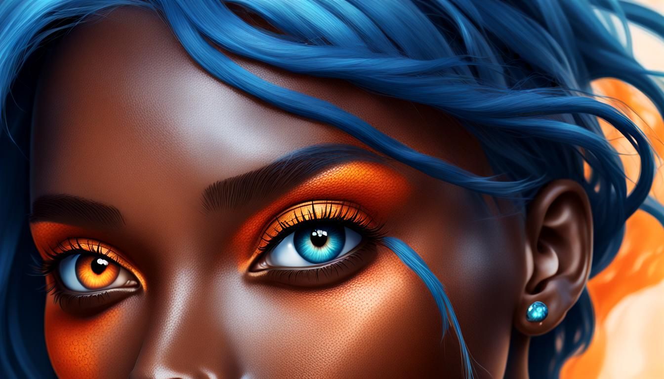 Mystical Woman with Blue Hair: Digital Illustration