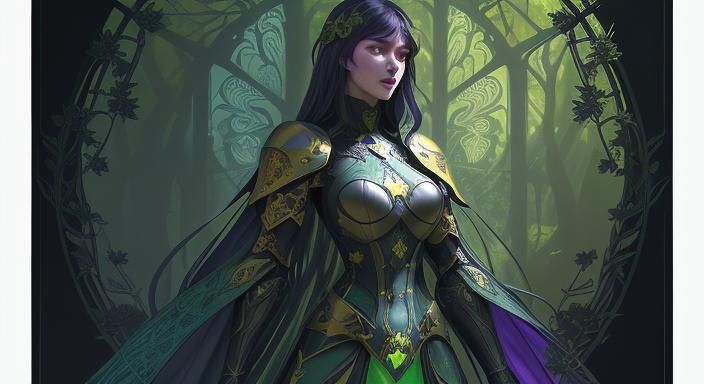 The Green Knight in Art Nouveau Style