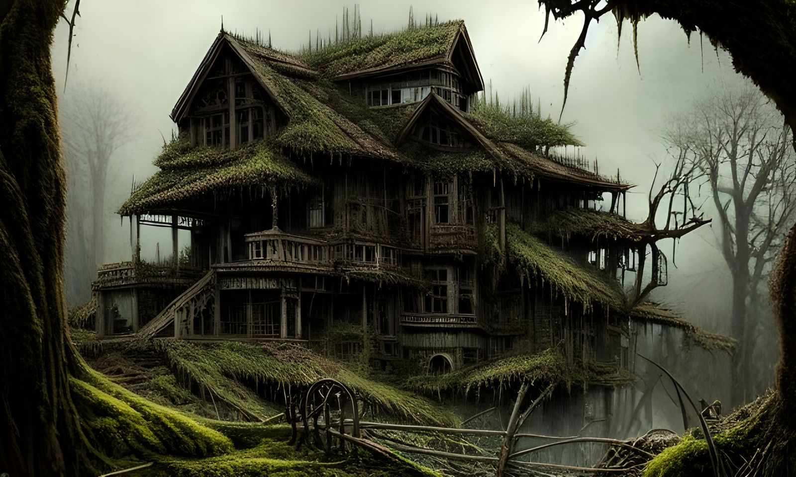 Mossy Wooden Fixer-Upper in Digital Style