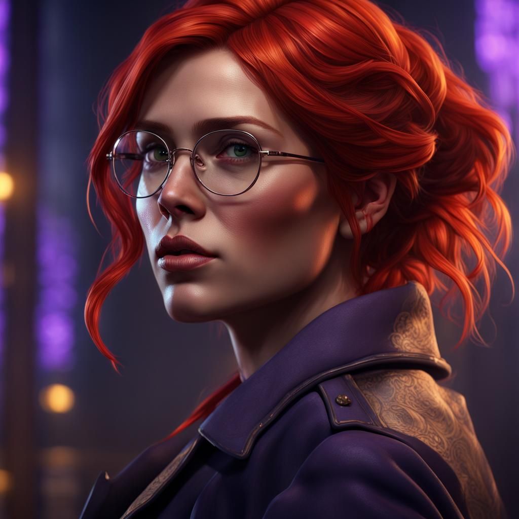 Stunning Redhead Detective in Dark Fantasy Style