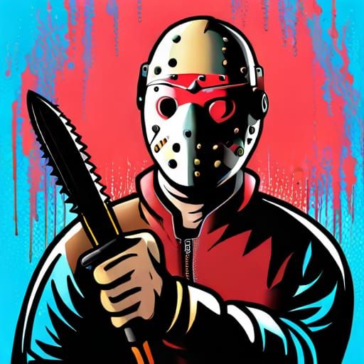 Jason Voorhees in 1960s Sci-Fi Art