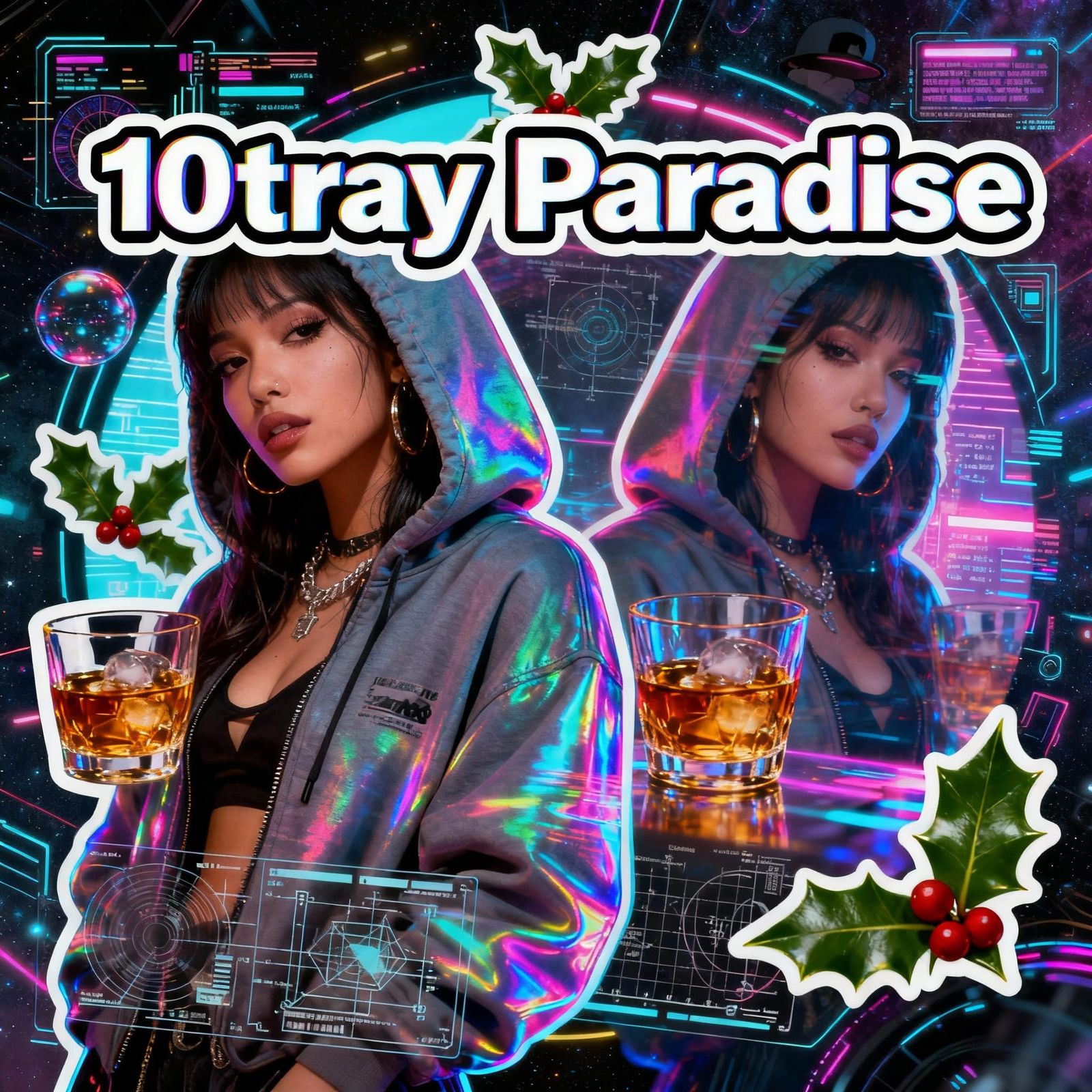 10tray Paradise Sticker Design with Double Exposure