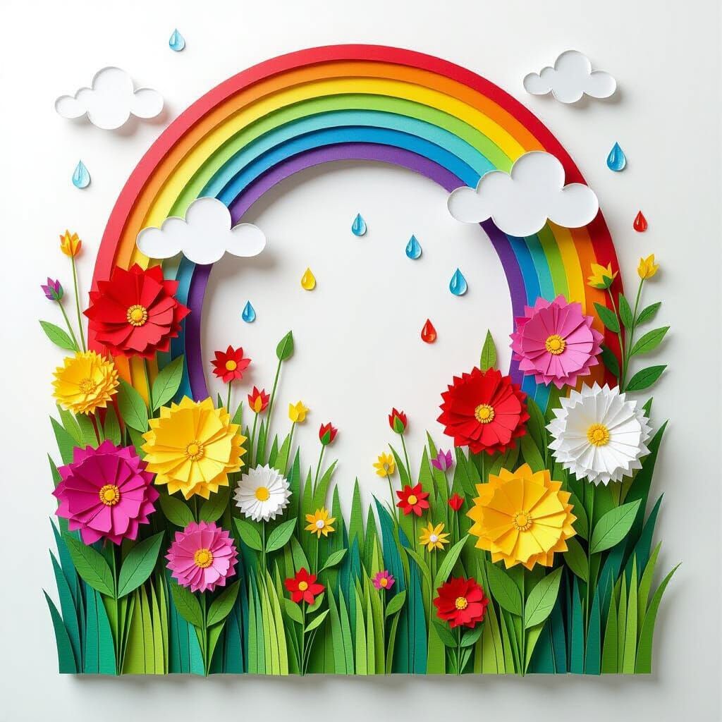 Vibrant Paper Meadow Origami Art