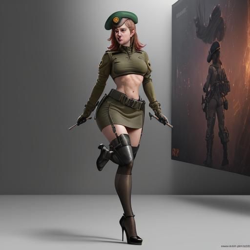 Female Soldier Dancing: Detailed Matte Painting