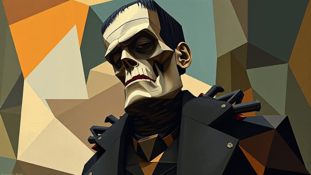 Frankenstein in Cubist Style with Earth Tones