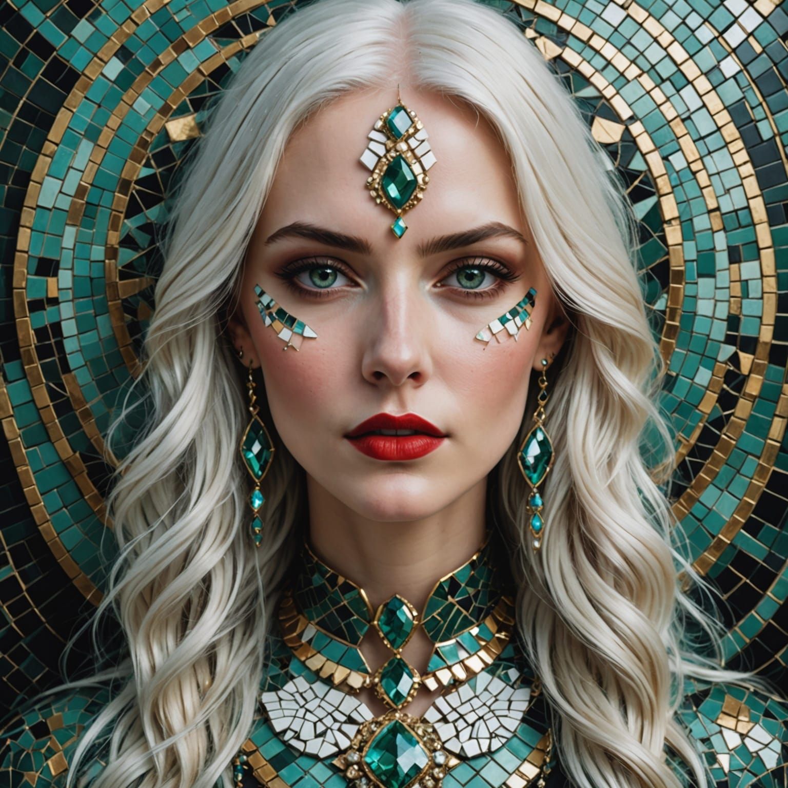 Ethereal Goddess with Turquoise Mosaic Facade