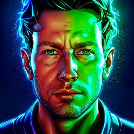 Melting Man's Face with Psychedelic Colors