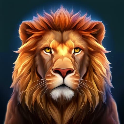 Colorful Lion in 3D Game Cinematic Style