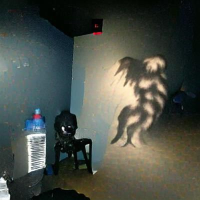 Eerie Shadow Creature in Dark Room