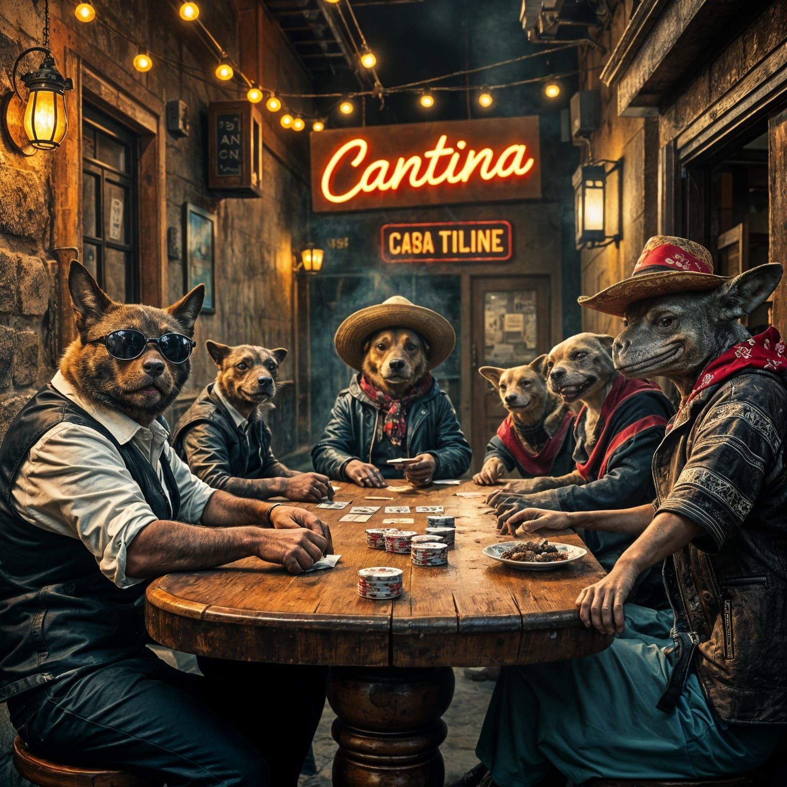 Mexican Cantina Poker Night with Animals