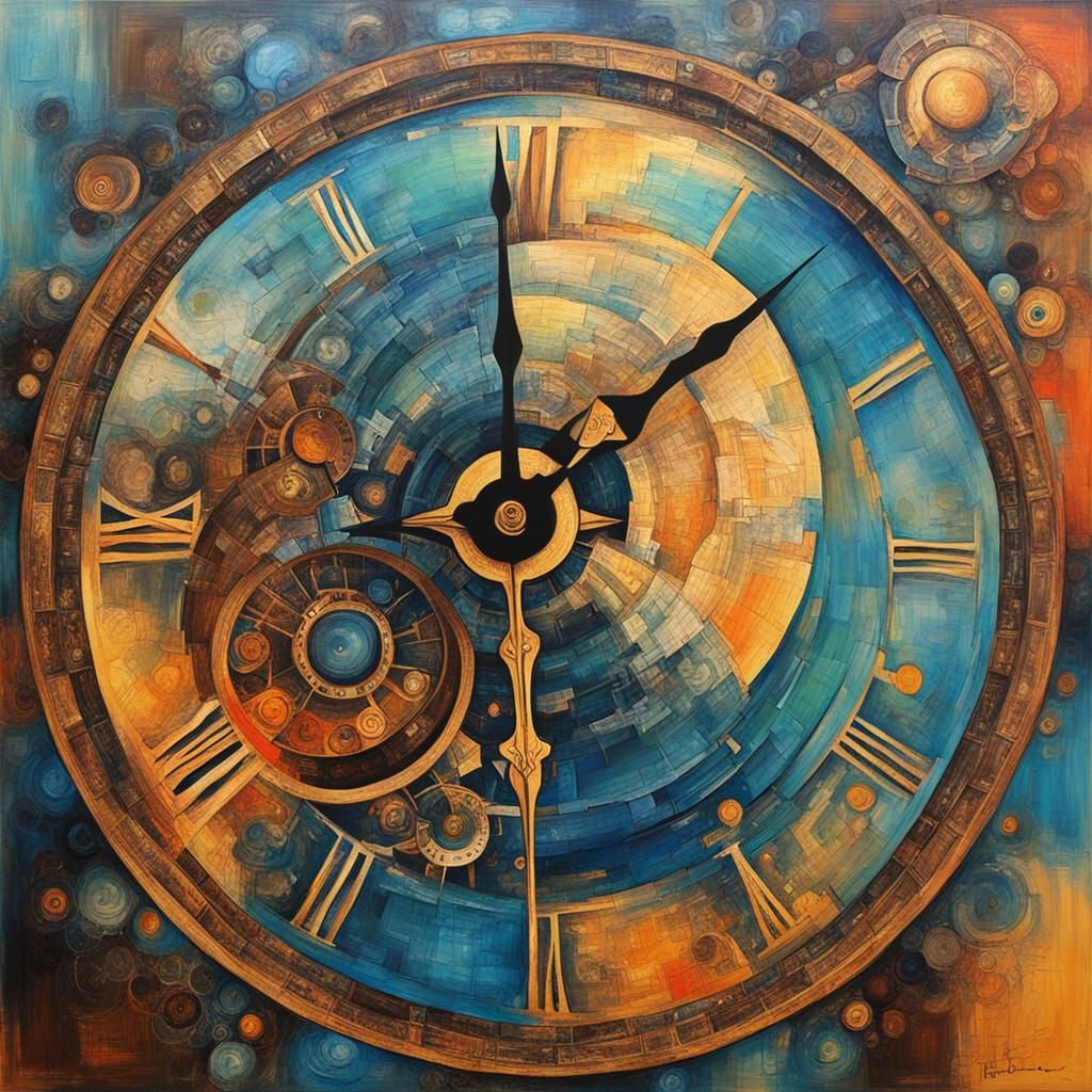 Abstract Father Time in Complementary Colors